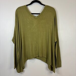 RolyPoly Olive Dolman Tunic L Relaxed Modern Boho Lagenlook Earthy Drape Artsy